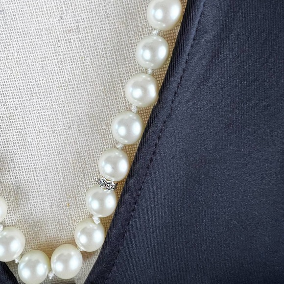 Faux Pearl Rhinestone Necklace 60" - Picture 2 of 6